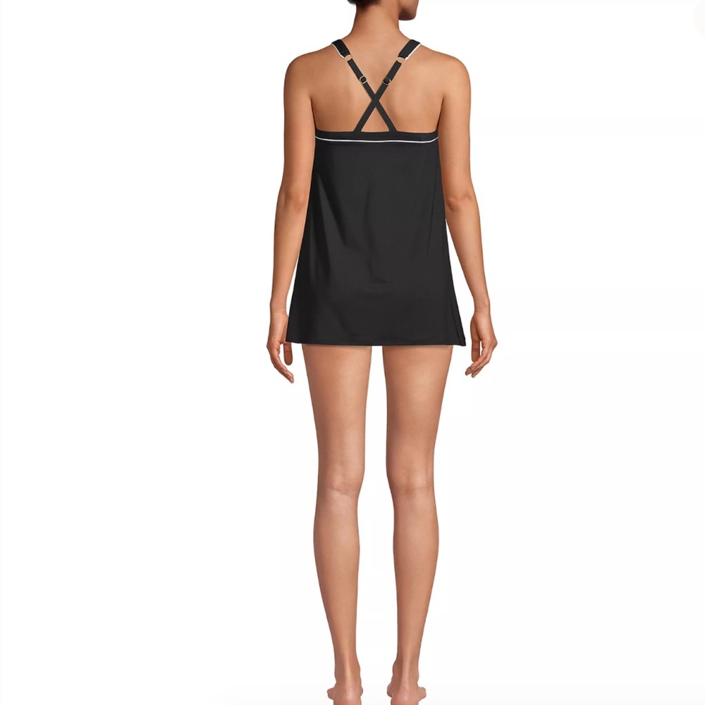 Lands End High Neck Swim Dress One Piece Swimsuit Adjustable Straps Size 8 - Picture 6 of 14